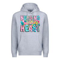 Heather Grey Nursing is a work of heart Premium Hoodie - CowhideDigitalArt