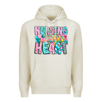 Oatmeal Heather Nursing is a work of heart Premium Hoodie - CowhideDigitalArt