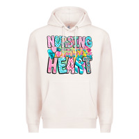 Pale Pink Nursing is a work of heart Premium Hoodie - CowhideDigitalArt