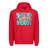 Red Nursing is a work of heart Premium Hoodie - CowhideDigitalArt