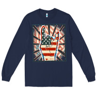 Navy Freedom rock hand Long Sleeve Tee - FaDigitalArtStudio