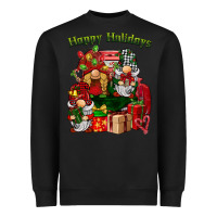 Black happy holidays gnomes truck Heavyweight Sweatshirt - BarkalooDesign