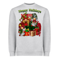 Heather Grey happy holidays gnomes truck Heavyweight Sweatshirt - BarkalooDesign