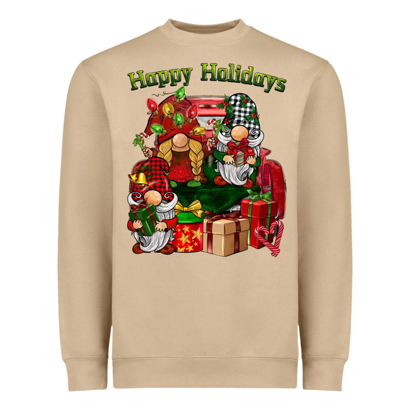 Happy Holidays Gnomes Truck Heavyweight Sweatshirt by BarkalooDesign | Teevron