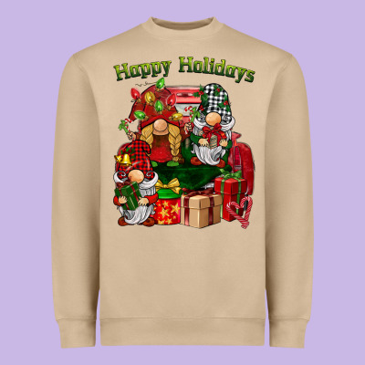 Happy Holidays Gnomes Truck Heavyweight Sweatshirt Designed By Barkaloodesign