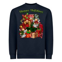 Navy happy holidays gnomes truck Heavyweight Sweatshirt - BarkalooDesign
