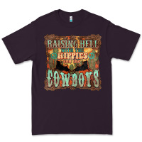 Plum Raising hell with the hippies and the cowboys Premium Tee - HowdyJamesFarm