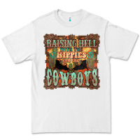 White Raising hell with the hippies and the cowboys Premium Tee - HowdyJamesFarm