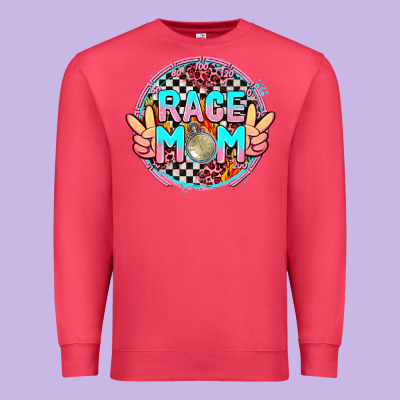 Race Mom With Leopard And Peace Hand Premium Sweatshirt Designed By Adodesignshop