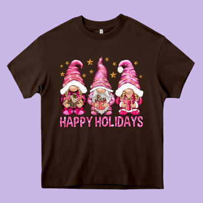 Happy Holidays With Gnomes Heavy Core Tee Designed By Nancycooperartshop
