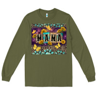 Army Green Mama with sunflowers Long Sleeve Tee - FaDigitalArtStudio