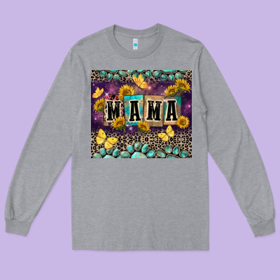 Mama With Sunflowers Long Sleeve Tee Designed By Fadigitalartstudio