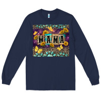 Navy Mama with sunflowers Long Sleeve Tee - FaDigitalArtStudio
