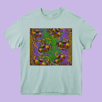 Mardi Gras King Cake Leopard Heavy Core Tee Designed By Ranaportraitstore
