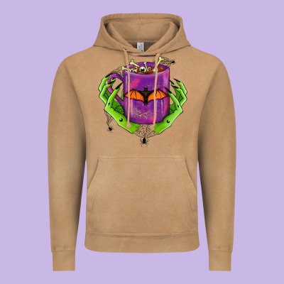 Halloween Coffee Cup With Hands Vintage Hoodie Designed By Fadigitalartstudio