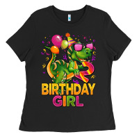 Black 2rd birthday girl t rex pink Ladies Tee - CowGirlArtShop