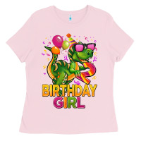 Bubblegum Pink 2rd birthday girl t rex pink Ladies Tee - CowGirlArtShop