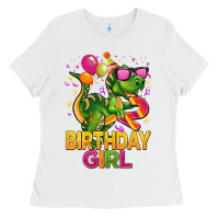2rd Birthday Girl T Rex Pink Ladies Tee | Teevron