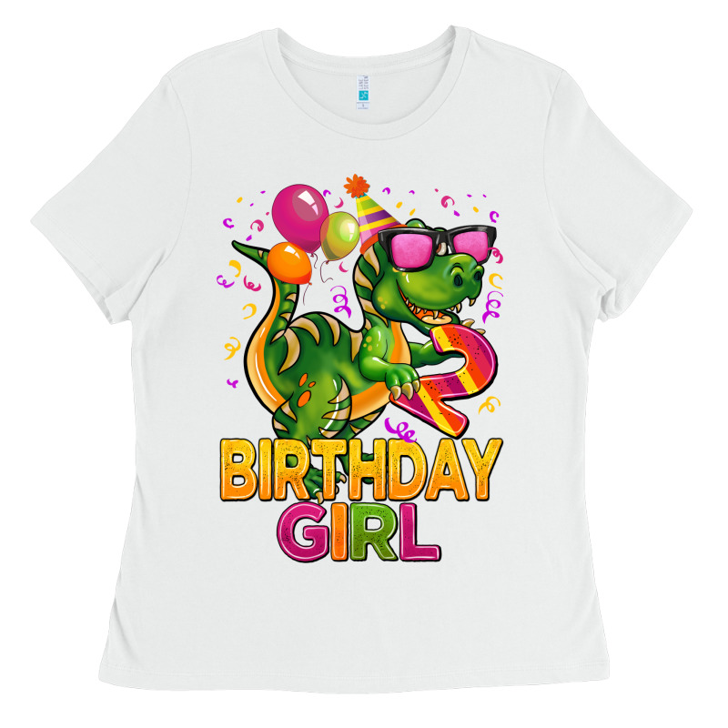 2rd Birthday Girl T Rex Pink Ladies Tee by CowGirlArtShop | Teevron