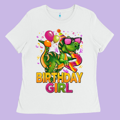 2rd Birthday Girl T Rex Pink Ladies Tee Designed By Cowgirlartshop