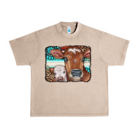 French Oak Cows Serape Leopard Gemstone Urban Heavy Tee - CowCowDesign