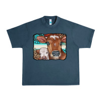Midnight Navy Cows Serape Leopard Gemstone Urban Heavy Tee - CowCowDesign