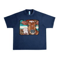 Navy Cows Serape Leopard Gemstone Urban Heavy Tee - CowCowDesign
