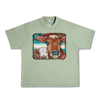 Oil Green Cows Serape Leopard Gemstone Urban Heavy Tee - CowCowDesign