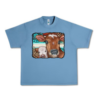 Pebble Blue Cows Serape Leopard Gemstone Urban Heavy Tee - CowCowDesign