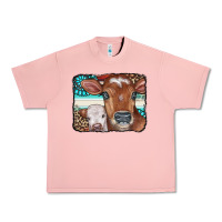 Salmon Cows Serape Leopard Gemstone Urban Heavy Tee - CowCowDesign