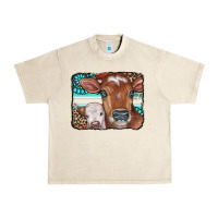 Sandshell Cows Serape Leopard Gemstone Urban Heavy Tee - CowCowDesign