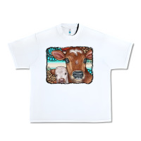White Cows Serape Leopard Gemstone Urban Heavy Tee - CowCowDesign