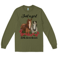 Army Green just a girl who loves horses no background Long Sleeve Tee - RanaPortraitStore