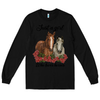 Black just a girl who loves horses no background Long Sleeve Tee - RanaPortraitStore