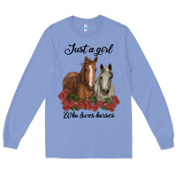 Colony Blue just a girl who loves horses no background Long Sleeve Tee - RanaPortraitStore