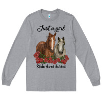 Heather Grey just a girl who loves horses no background Long Sleeve Tee - RanaPortraitStore