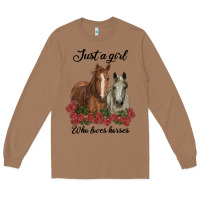 Toasted Coconut just a girl who loves horses no background Long Sleeve Tee - RanaPortraitStore