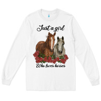 White just a girl who loves horses no background Long Sleeve Tee - RanaPortraitStore