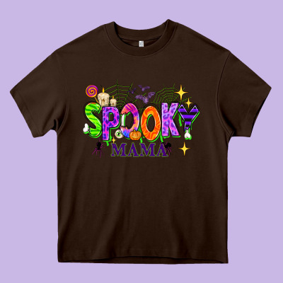 Halloween Spooky Mama Heavy Core Tee Designed By Texasbilliewilder