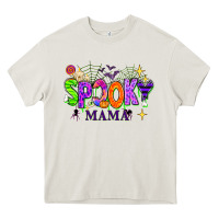 Cream Halloween Spooky Mama Heavy Core Tee - texasbilliewilder