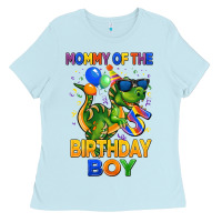 Baby Blue mommy of the 5 th birthday boy t rex Ladies Tee - CowGirlArtShop