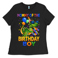 Black mommy of the 5 th birthday boy t rex Ladies Tee - CowGirlArtShop
