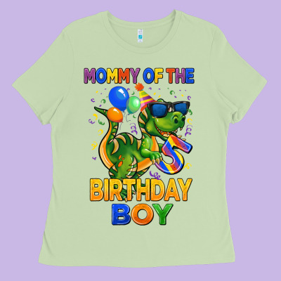 Mommy Of The 5 Th Birthday Boy T Rex Ladies Tee Designed By Cowgirlartshop
