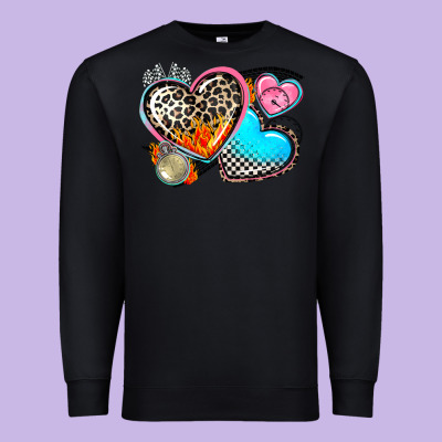 Western Leopard  Racing  Hearts Premium Sweatshirt Designed By Adodesignshop