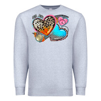 Heather Grey western leopard  racing  hearts Premium Sweatshirt - AdoDesignShop