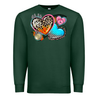 Sports Green western leopard  racing  hearts Premium Sweatshirt - AdoDesignShop