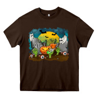 Chocolate Brown Cemetery with Ghost Cats Heavy Core Tee - texasbilliewilder