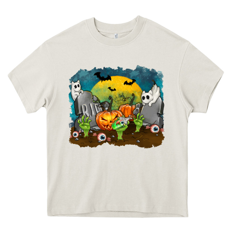 Cemetery With Ghost Cats Heavy Core Tee by texasbilliewilder | Teevron
