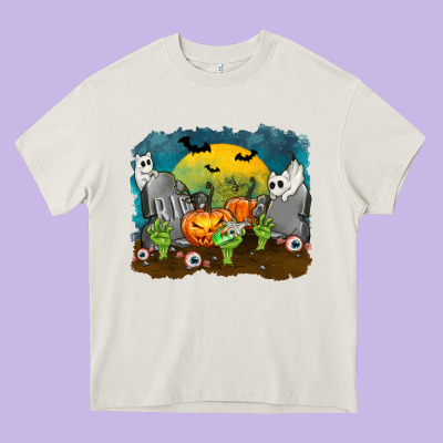 Cemetery With Ghost Cats Heavy Core Tee Designed By Texasbilliewilder
