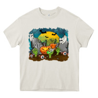 Cream Cemetery with Ghost Cats Heavy Core Tee - texasbilliewilder